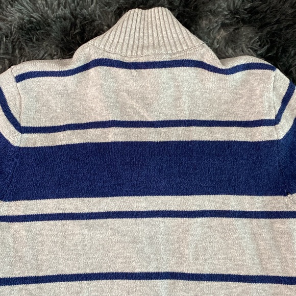 Nautica grey and navy horizontal striped turtleneck sweater - Picture 11 of 17